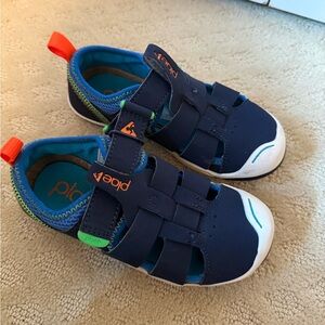 PLAE Kids Navy and Orange Sandals